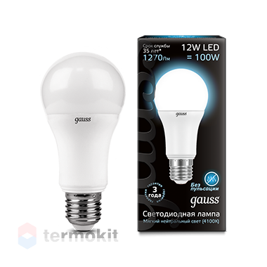 Лампа Gauss LED A60 E27 12W 4100K, 5 шт
