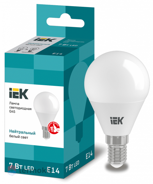 Лампа светодиодная IEK ECO G45 шар 7Вт 230В 4000К E14