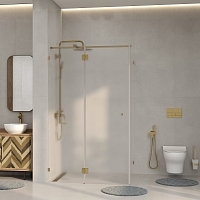 Душевой уголок Wasserkraft Ems 76H 2000x1200x1000 (текстурное стекло) правый золото 76H10R-TXG