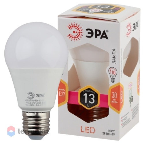 Лампа светодиодная ЭРА LED A60-13W-827-E27 диод, груша, 13Вт, тепл, E27