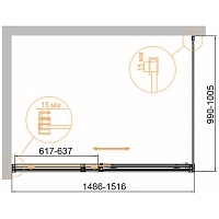 Душевой уголок Cezares Duet Soft-M 1950x1500x1000 хром DUET SOFT-M-AH-1-150/100-C-Cr