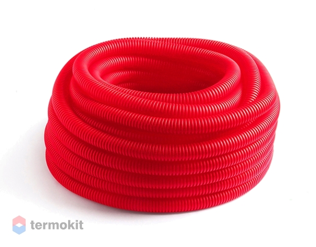 Кожух гофрированный красный 32 мм для труб диаметром 18-22 мм бухта ...