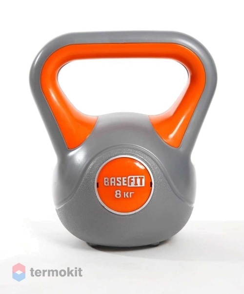 Гиря пластиковая BASEFIT DB-503, 8 кг, серый/оранжевый