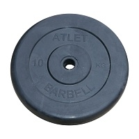 Диск обрезиненный MB Barbell Atlet черный 26 мм, 10 кг MB-AtletB26-10