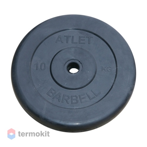 Диск обрезиненный MB Barbell Atlet черный 26 мм, 10 кг MB-AtletB26-10