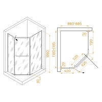 Душевой уголок RGW Passage PA-091 1950x900x1200 хром 35089192-11