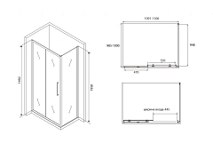 Душевой уголок ABBER Schwarzer Diamant 1950x1100x1000 черный AG30110BH-S100B