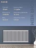 Стальной трубчатый радиатор Kohr Heim 3057/28 секций с боковым подключением 3/4