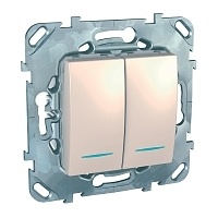 Выключатель двухклавишный с подсветкой Schneider Electric UNICA бежевый MGU5.0101.25NZD