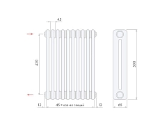 Стальной трубчатый радиатор Arbonia 2050/20 секций с боковым подключением 3/4