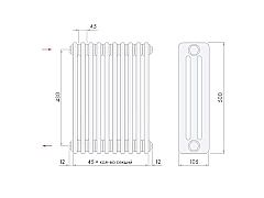 Стальной трубчатый радиатор Arbonia 3050/16 секций с боковым подключением 1/2 цвет Антрацит