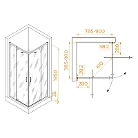 Душевой уголок RGW Passage PA-038 1950x800x800 хром 350803888-11