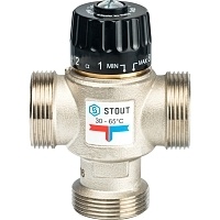 STOUT Термостатический смесительный клапан для систем отопления и ГВС 1 1/4&quot; НР 30-65°С KV 3,5