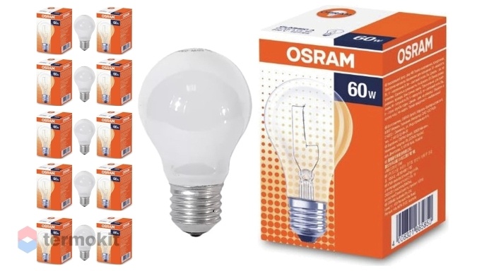 Лампа накаливания Osram CLAS A матовая 60W E27, 10 шт.