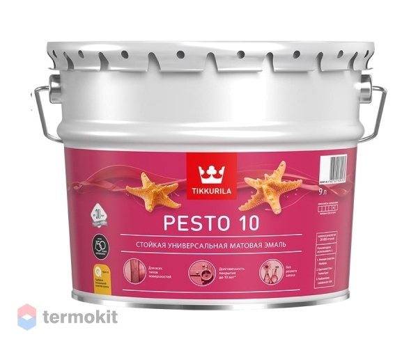 Tikkurila Pesto 10 ,Стойкая универсальная матовая эмаль,база С, 9л