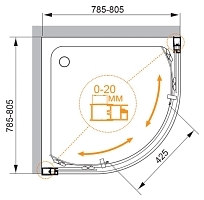 Душевой уголок Cezares Molveno 1950x800x800 хром MOMENTO-R-2-80-C-Cr
