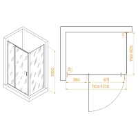 Душевой уголок RGW Passage PA-078 (PA-008 + Z-050-2) 1950x1100x800 хром 350807818-11
