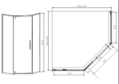 Душевой уголок Vincea Slim-N 1950x1000x1000 черный матовый VSP-4SN100CLB