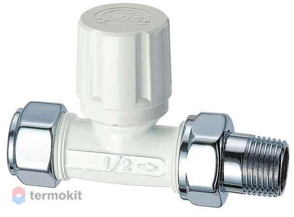 Far Вентиль термостат.прямой, серебро/бел.эмаль, М24х19, 1/2" EPDM