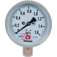 РОСМА Манометр ТМ-510Р.00 (0-1,6 MPa) G1/2 100мм, общетехнический, радиальное присоединение, КТ 1,5. Модель 2.