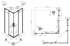 Душевой уголок Vincea Ultima 2000x800x800 хром VSS-7UL8080CL