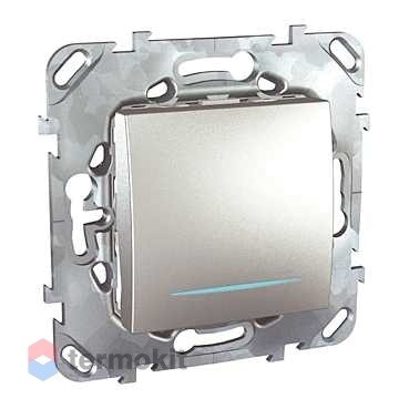 Выключатель c подсветкой Schneider Electric UNICA алюминий MGU5.201.30ZD