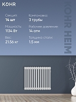 Стальной трубчатый радиатор Kohr Heim 3050/14 секций с боковым подключением 3/4