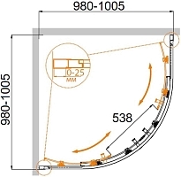 Душевой уголок Cezares Molveno 1950x1000x1000 брашированное золото MOLVENO-R-2-100-C-BORO-IV