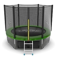 Батут с внешней сеткой и лестницей Evo Jump External 8ft (Green) + нижняя сеть