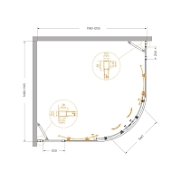 Душевой уголок Cezares Molveno 1950x1200x1100 брашированное золото MOLVENO-RH-22-120/110-C-BORO-IV