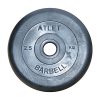 Диск обрезиненный MB Barbell Atlet черный 26 мм, 2,5 кг MB-AtletB26-2,5