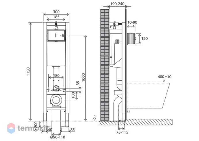 Инсталляция BELBAGNO для подвесного унитаза BB003-30