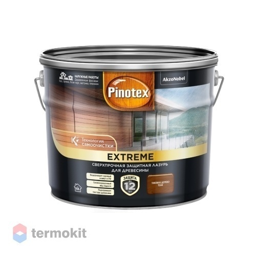 Pinotex Extreme,Сверхпрочная защитная лазурь для древесины,с эффектом самоочистки,тик,9л