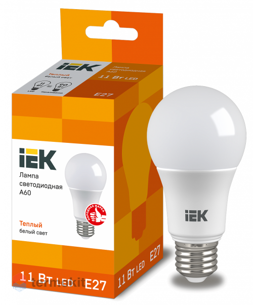 Лампа светодиодная IEK ECO A60 шар 11Вт 230В 3000К E27