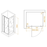 Душевой уголок RGW Passage PA-078 (PA-008 + Z-050-2) 1950x800x700 хром 350807887-11
