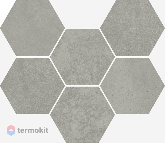 Керамогранит Италон Terraviva 620110000109 Grey Hexagon мозаика 25x29