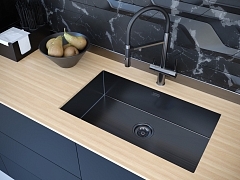 Мойка для кухни Paulmark Koher вороненая сталь PM807444-GM