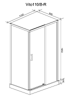 Душевой уголок Ceruttispa 1950x1100x800 правый черный Vito110B-R