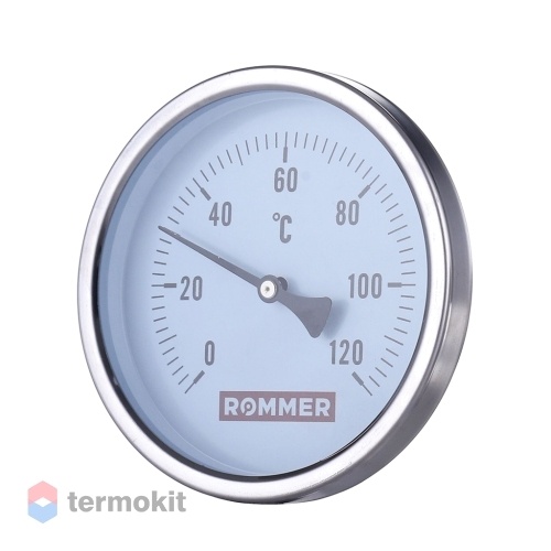 ROMMER Термометр биметаллический накладной с пружиной. Корпус Dn 63 мм, 0...120°С, 1 -2