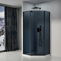 Душевой уголок Black&White Stellar Wind 1950x900x900 (тонированное серое стекло) черный матовый S815 BG-900x900