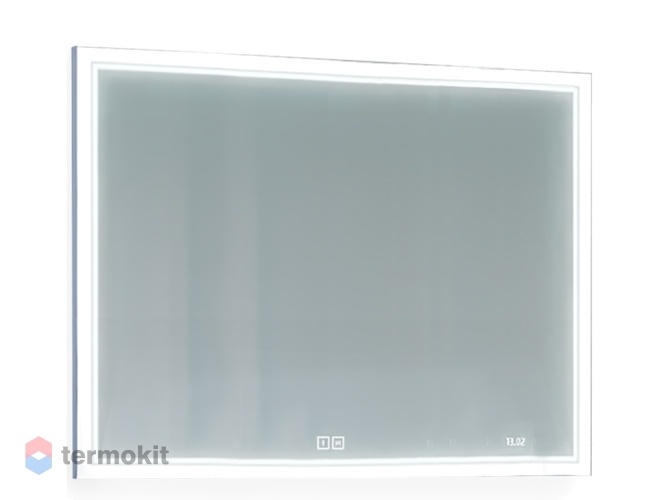 Зеркало Jorno Glass 97 подвесное с подсветкой и часами Gla.02.92/W