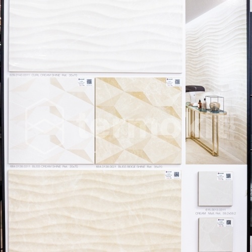 Керамическая плитка Love Ceramic Tiles Marble Bliss Cream Shine декор 35x70