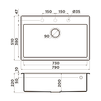Мойка для кухни Omoikiri Tedori 79-BL черный 4993948