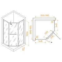 Душевой уголок RGW Hotel HO-081B 1950x1000x1000 черный (матовое стекло) 350608100-24