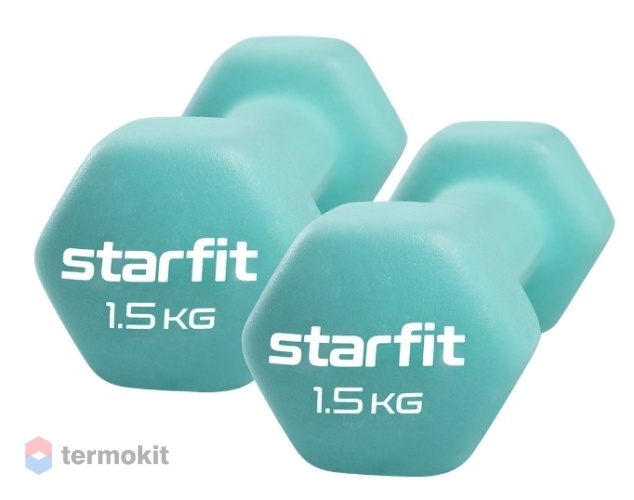 Гантель неопреновая Starfit DB-201 1,5 кг, мятный 2 шт