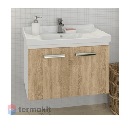 Тумба с раковиной Comforty Рига 70 подвесная дуб сонома 00004142215