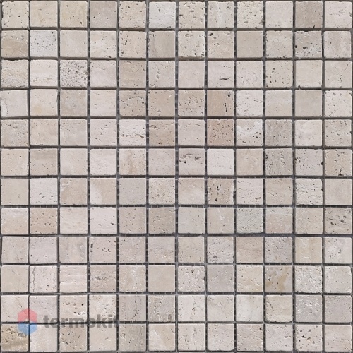 Мозаика Caramelle Mosaic Pietrine 7mm Travertino Beige Mat (2,3x2,3) 29,8x29,8