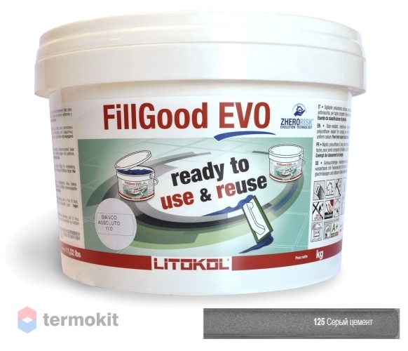 Затирка Litokol полиуретановая Fillgood Evo F.125 Grigio Cemento 2кг