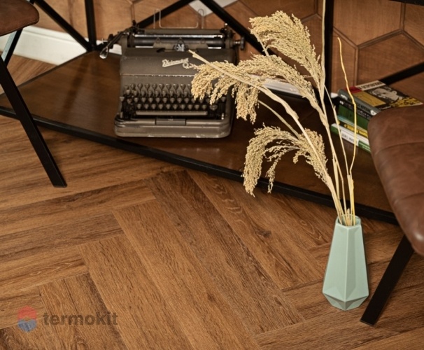 Кварцвиниловая плитка Vinilam Parquet Herringbone Паркет Де Вилль IS11210