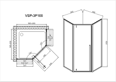 Душевой уголок Vincea Penta 1950x1000x1000 черный VSP-3P100CLB